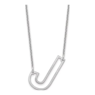 14K White Gold Sideways Initial J Necklace