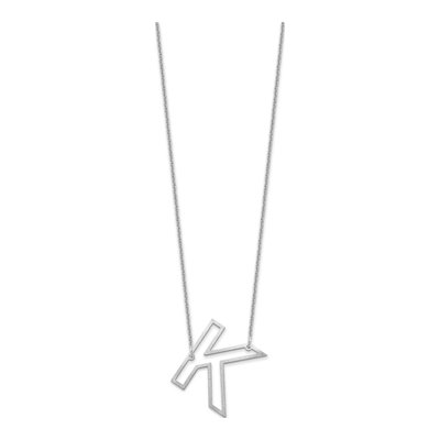 14K White Gold Sideways Initial K Necklace – view 2