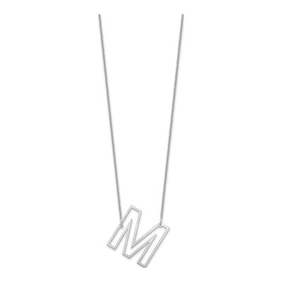 14K White Gold Sideways Initial M Necklace – view 2