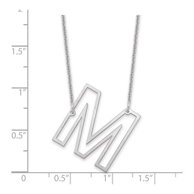 14K White Gold Sideways Initial M Necklace – view 3