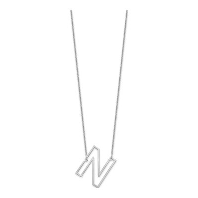 14K White Gold Sideways Initial N Necklace – view 2