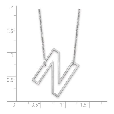 14K White Gold Sideways Initial N Necklace – view 3
