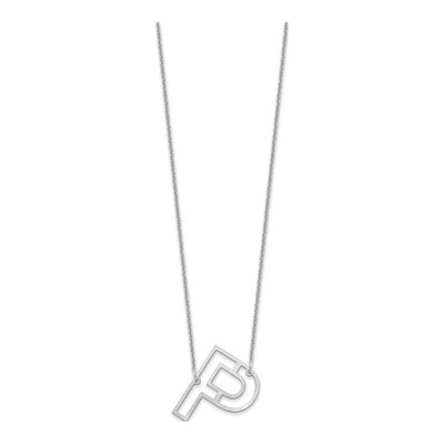 14K White Gold Sideways Initial P Necklace – view 2