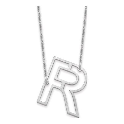 14K White Gold Sideways Initial R Necklace