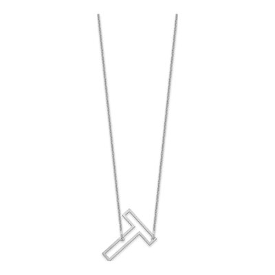 14K White Gold Sideways Initial T Necklace – view 2