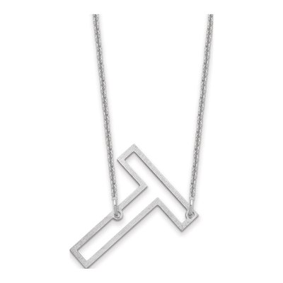 14K White Gold Sideways Initial T Necklace
