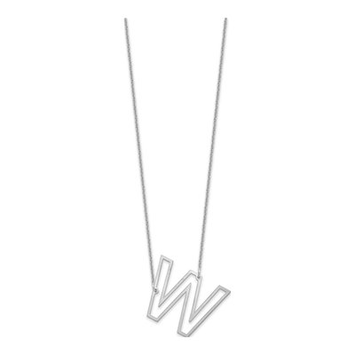 14K White Gold Cut Out Initial W Necklace – view 2