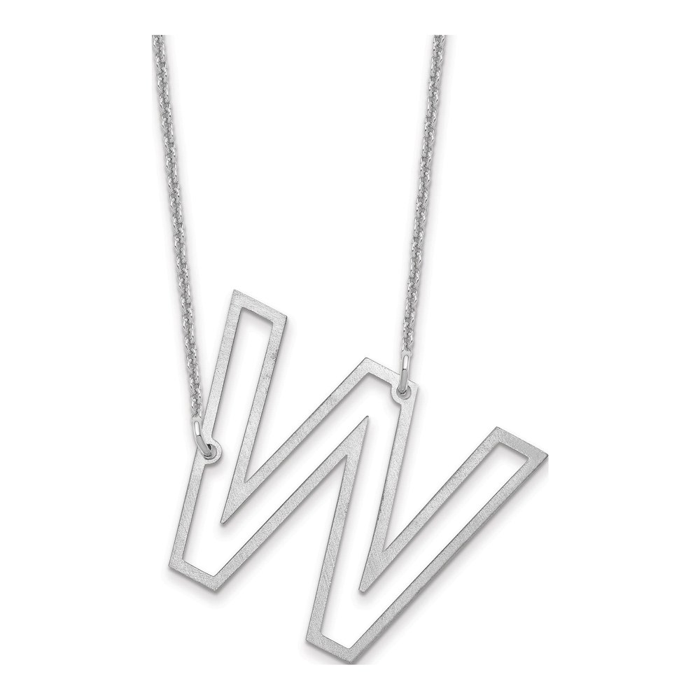 14K White Gold Rhodium-Plated Sideways Cut Out Initial With Necklace
