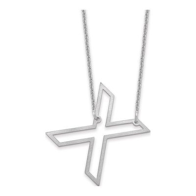 14K White Gold Sideways Initial X Necklace