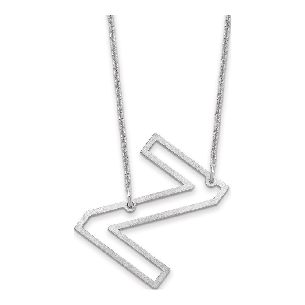 14K White Gold Rhodium-Plated Sideways Cut Out Initial Z Necklace
