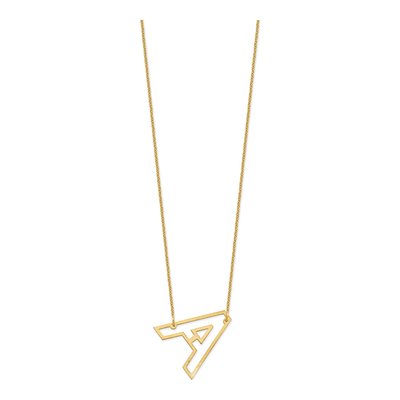 14K Yellow Gold Sideways Initial A Necklace – view 2