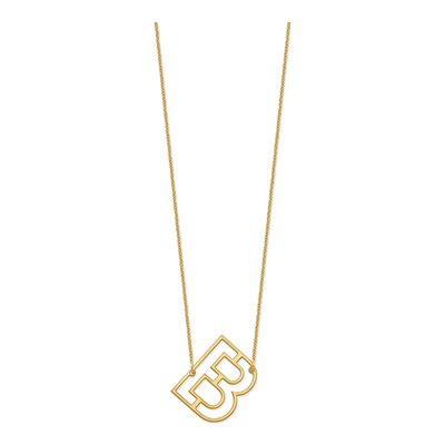 14K Yellow Gold Sideways Initial B Necklace – view 2