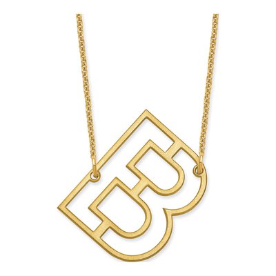 14K Yellow Gold Sideways Initial B Necklace