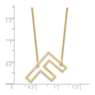 14K Yellow Gold Sideways Initial F Necklace – view 3