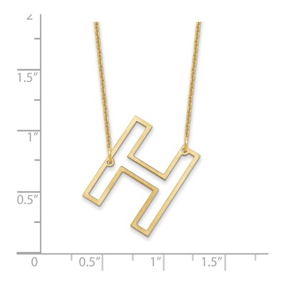 14K Yellow Gold Sideways Initial H Necklace – view 3
