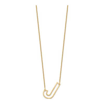 14K Yellow Gold Sideways Initial J Necklace – view 2
