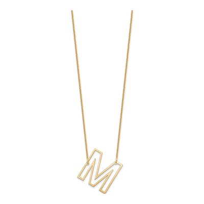 14K Yellow Gold Sideways Initial M Necklace – view 2