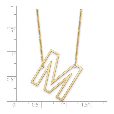 14K Yellow Gold Sideways Initial M Necklace – view 3