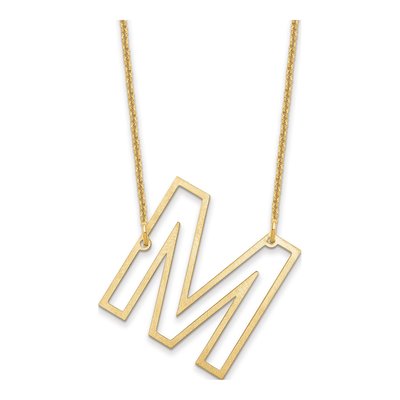 14K Yellow Gold Sideways Initial M Necklace