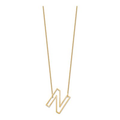 14K Yellow Gold Sideways Initial N Necklace – view 2