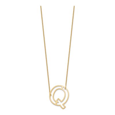 14K Yellow Gold Sideways Initial Q Necklace – view 2