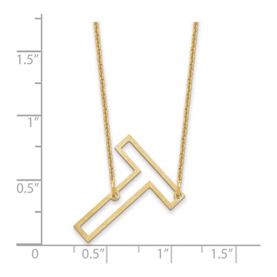 14K Yellow Gold Sideways Initial T Necklace – view 3