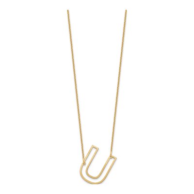 14K Yellow Gold Sideways Initial U Necklace – view 2