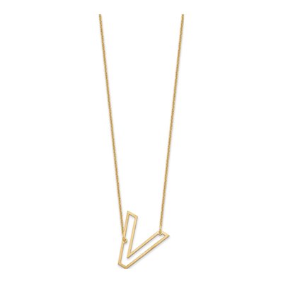 14K Yellow Gold Sideways Initial V Necklace – view 2