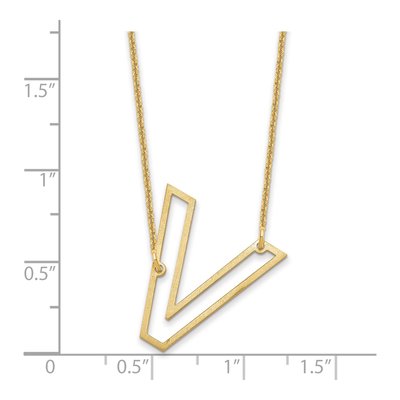 14K Yellow Gold Sideways Initial V Necklace – view 3