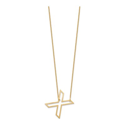 14K Yellow Gold Sideways Initial X Necklace – view 2