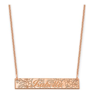 14K Rose Gold Personalized Name Flower Necklace