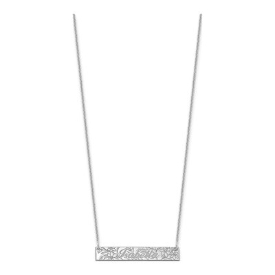 14K White Gold Personalized Name Birth Flower Bar Necklace – view 2