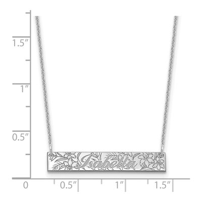 14K White Gold Personalized Name Birth Flower Bar Necklace – view 4