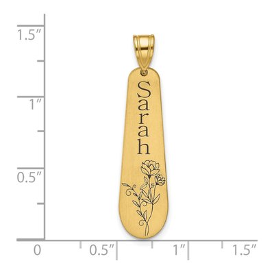 14K Yellow Gold Personalized Name Birth Flower Pendant – view 5