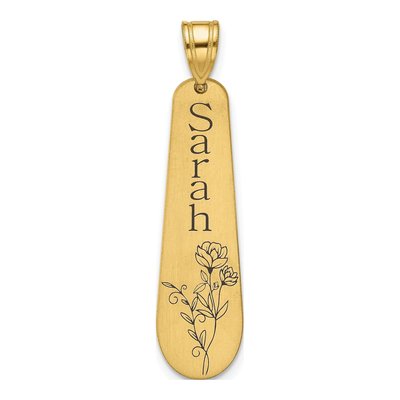 14K Yellow Gold Personalized Name Birth Flower Pendant