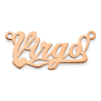 14K Rose Gold Heart Name Plate Pendant