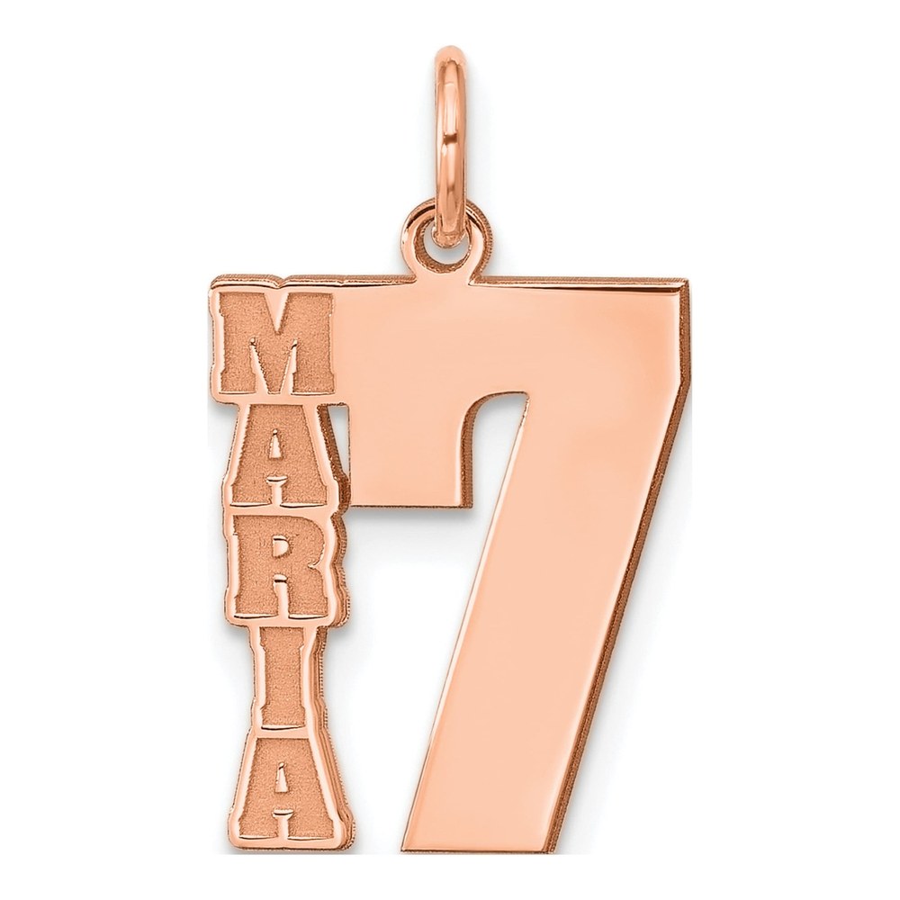 14K Rose Gold Name And Number Charm Pendant