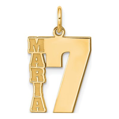 14K Yellow Gold Personalized Name Number Charm