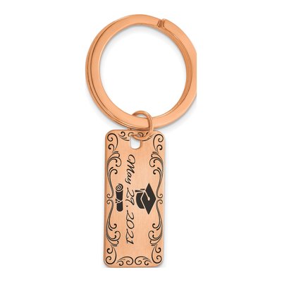Personalized Sterling Silver Rose-Plated Key Chain – view 3