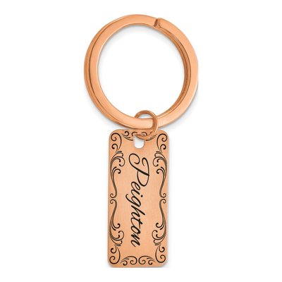 Personalized Sterling Silver Rose-Plated Key Chain