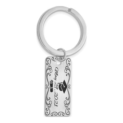 Personalized Sterling Silver Two-Sided Key Chain – view 3