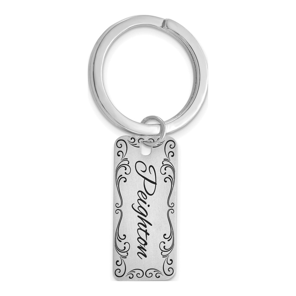 Sterling Silver/rhodium-Plated Two Sided Personalized Key Chain