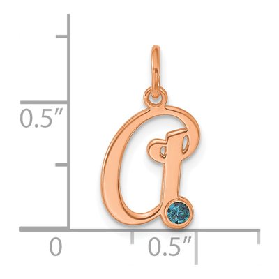 14K Rose Gold Initial Birthstone Charm – view 4