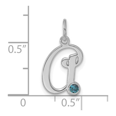 14K White Gold Initial Birthstone Pendant – view 4