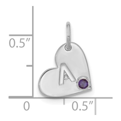 14K White Gold Cut-Out Initial Heart Birthstone Charm – view 4