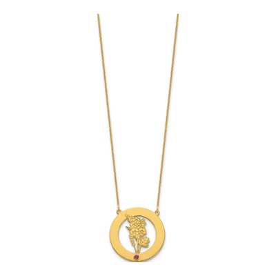 14K Yellow Gold Birth Flower Birthstone Necklace – view 2
