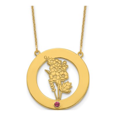 14K Yellow Gold Birth Flower Birthstone Necklace