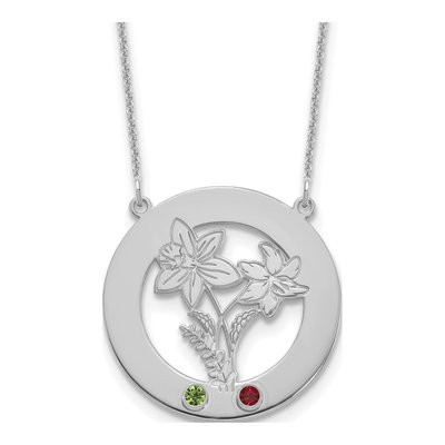 14K White Gold Personalized Birth Flower Necklace