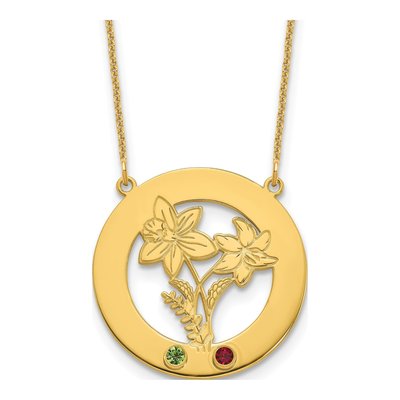 14K Yellow Gold Personalized Birth Flower Necklace