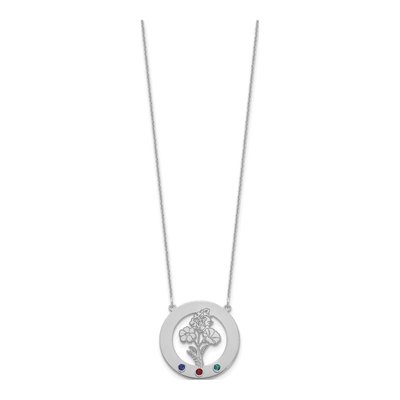 14K White Gold Personalized Birth Flower Necklace – view 2